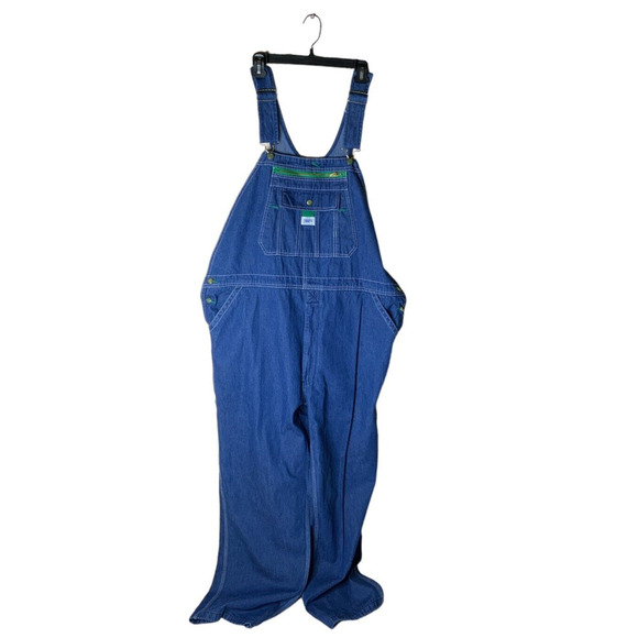 Liberty Rigid Carpenter Bib Overalls Farmer Coveralls Mens Size 44X32 Blue Denim - Picture 1 of 12